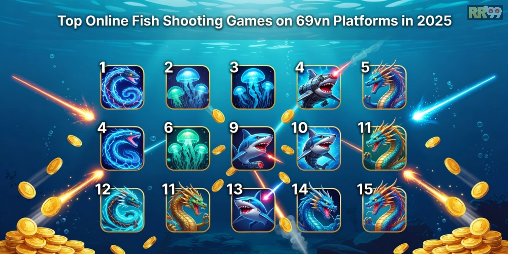 Top 15 nền tảng bắn cá online 69vn uy tín năm 2025 với logo và đánh giá