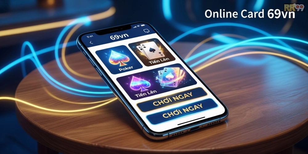 Khái niệm game bài online 69vn được minh họa qua giao diện nền tảng hiện đại và các trò chơi phổ biến