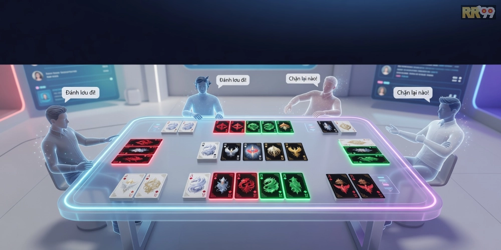 Minh họa giao diện game bài tiến lên 69vn với bàn chơi sống động và người chơi tương tác